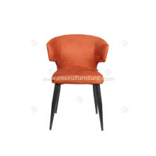 Orange genuine leather black matte painted feet chairs